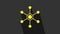Yellow Network icon isolated on grey background. Global network connection. Global technology or social network