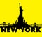 Yellow New York City skyline Statue of liberty Vector