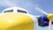 Yellow nose of an Aircraft cl;ose up