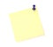 Yellow note over white background