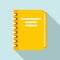 Yellow notebook icon, flat style