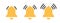 Yellow notification bell icons. Incoming inbox message icons. Simply reminder icons. Vector icons