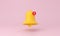 Yellow notification bell on pink background. minimal icon