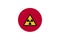 Yellow nuclear warning symbol on the Japan flag