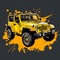 Yellow Off-Roader in Flat Design. Generative AI.