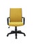 yellow office fabric armchair on wheels isolated on white background, front view