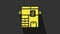 Yellow Office multifunction printer copy machine icon isolated on grey background. 4K Video motion graphic animation