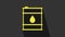 Yellow Oil barrel line icon isolated on grey background. Oil drum container. For infographics, fuel, industry, power