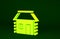 Yellow Old Ukrainian house hut icon isolated on green background. Traditional village house. Minimalism concept. 3d