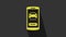 Yellow Online car sharing icon isolated on grey background. Online rental car service. Online booking design concept for