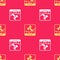 Yellow Online internet auction icon isolated seamless pattern on red background. International trade concept. Investment