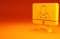 Yellow Online psychological counseling distance icon isolated on orange background. Psychotherapy, psychological help