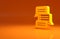 Yellow Online psychological counseling distance icon isolated on orange background. Psychotherapy, psychological help