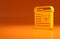 Yellow Online psychological counseling distance icon isolated on orange background. Psychotherapy, psychological help