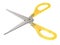 Yellow opened scissors 3D