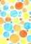 Yellow, orange and blue dot watercolor abstract background.