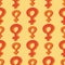 Yellow and orange colorful venus mirror feminism seamless pattern