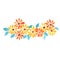 Yellow and orange daisy flower and leaves garland bouquet watercolor.