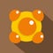 Yellow and orange molecules icon, flat style