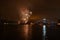 Yellow orange skyline expolsion Fireworks Over Water San Diego, California Midway