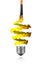 Yellow orange spiral paint trace and paintbrush made light bulb