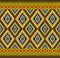 Yellow Orange Symmetry Geometric Ethnic Seamless Pattern on Brown Background