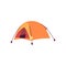 Yellow outdoor tent isolated on white background - dome shaped camping shelter