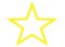 A yellow outlined five pointed star with white fill color white backdrop