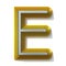 Yellow outlined font letter E 3D