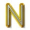 Yellow outlined font letter N 3D