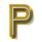 Yellow outlined font letter P 3D