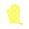 Yellow oven mitt isolated on white background. Flat oven glove with square pattern. Cartoon kitchenware