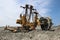 Yellow overburden excavator in brown coal mine