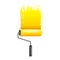 Yellow paint roller on white vector