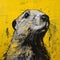 Yellow Painted Groundhog: Monumental Ink Painting With High-contrast Realism