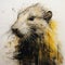 Yellow Painted Rat: Dark White And Dark Gold Monumental Ink Painting