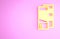 Yellow Pantone palette book swatch paint icon isolated on pink background. Rainbow pantone paint table. Minimalism