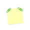 Yellow paper note with green clips