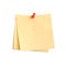 Yellow paper note with red pin