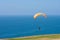 Yellow paraglider at Torrey Pines Gliderport in La Jolla
