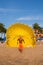 Yellow parasail on the beach