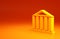 Yellow Parthenon from Athens, Acropolis, Greece icon isolated on orange background. Greek ancient national landmark