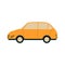 Yellow passenger city car side view in flat style isolated on white background