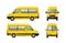 Yellow passenger minibus, front, rear, right, left view