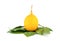 Yellow passion fruit large exotic fruit with a delicious filling on a white background