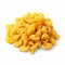 Yellow Pasta On White Background: Warmcore, Dusty Piles, And Whistlerian Style