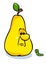 Yellow pear vitamins fruit worm illustration cartoon