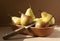 Yellow pears in a bowl