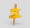Yellow Pencil - direction indicator - order and chaos. choosing right solution to problem back to school Concept 3d illustration