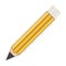 Yellow pencil icon, symbol with eraser, vector illustration.